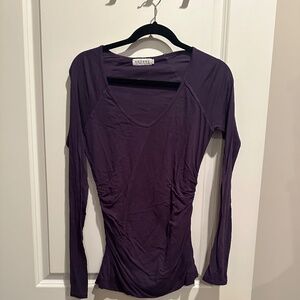 Velvet by Graham & Spencer 100% Cotton Purple Long Sleeve T-Shirt